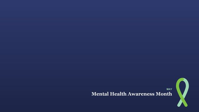 Indigo background with the words Mental Health Awareness Month and a green ribbon