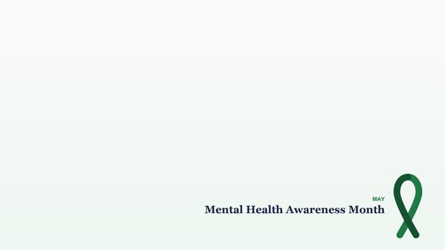 Light background with the words Mental Health Awareness Month and a green ribbon